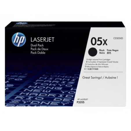 Comprar Pack de 2 cartuchos de Tóner Negro HP 05X (CE505XD) Original | Envío Colombia