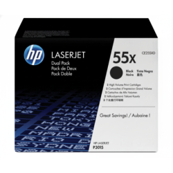 Comprar Pack de 2 cartuchos de Tóner Negro HP 55X (CE255XD) Original | Envío Colombia