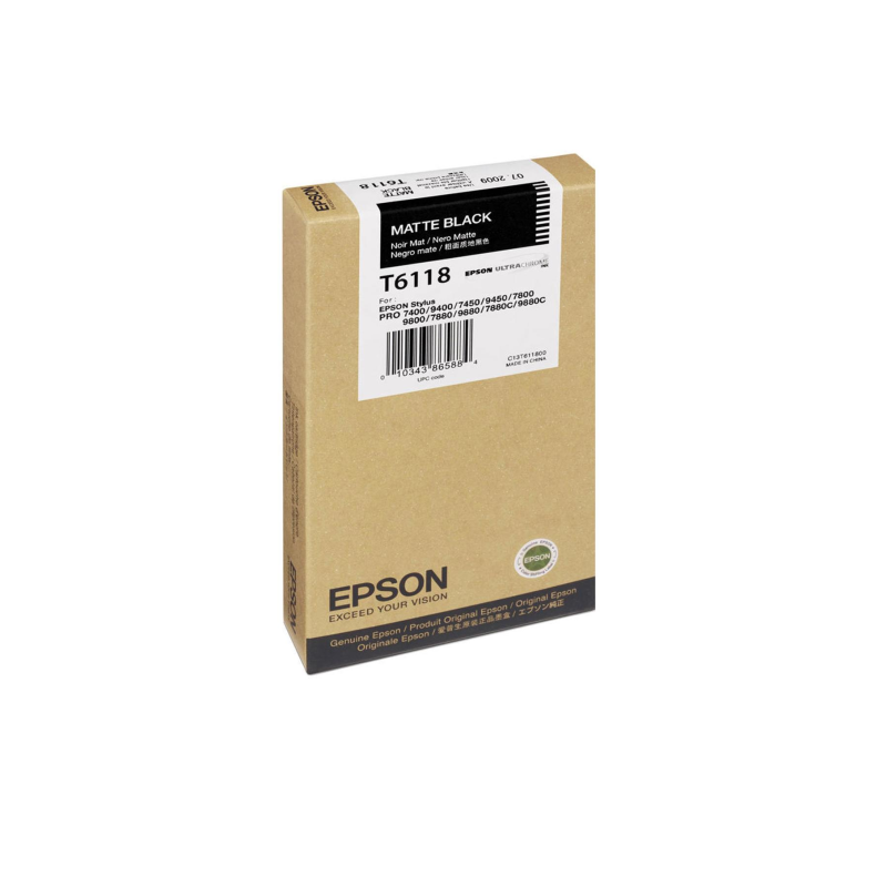 Cartucho de Tinta Epson T611800 Matte Negro Original